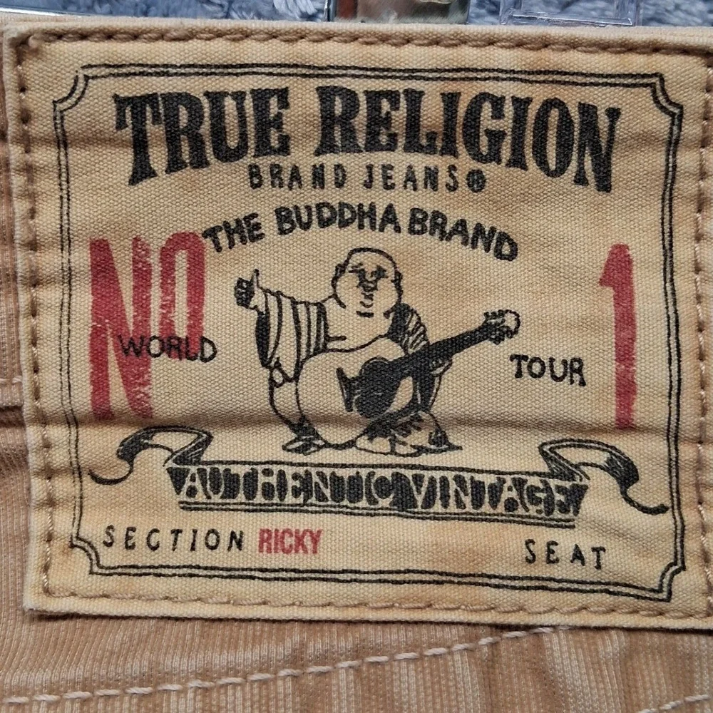True Religion Ricky Straight Leg Corduroy Pants Tan Khaki Mens 31x34 Bootcut